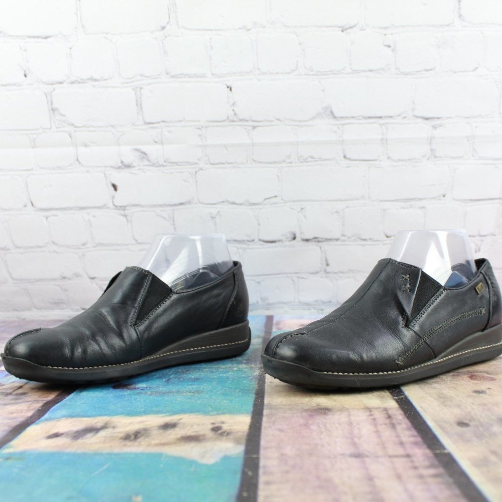 Rieker Black Leather Anti Stress Low Heel Slip on Shoes Size 37 US 6 - Picture 2 of 9